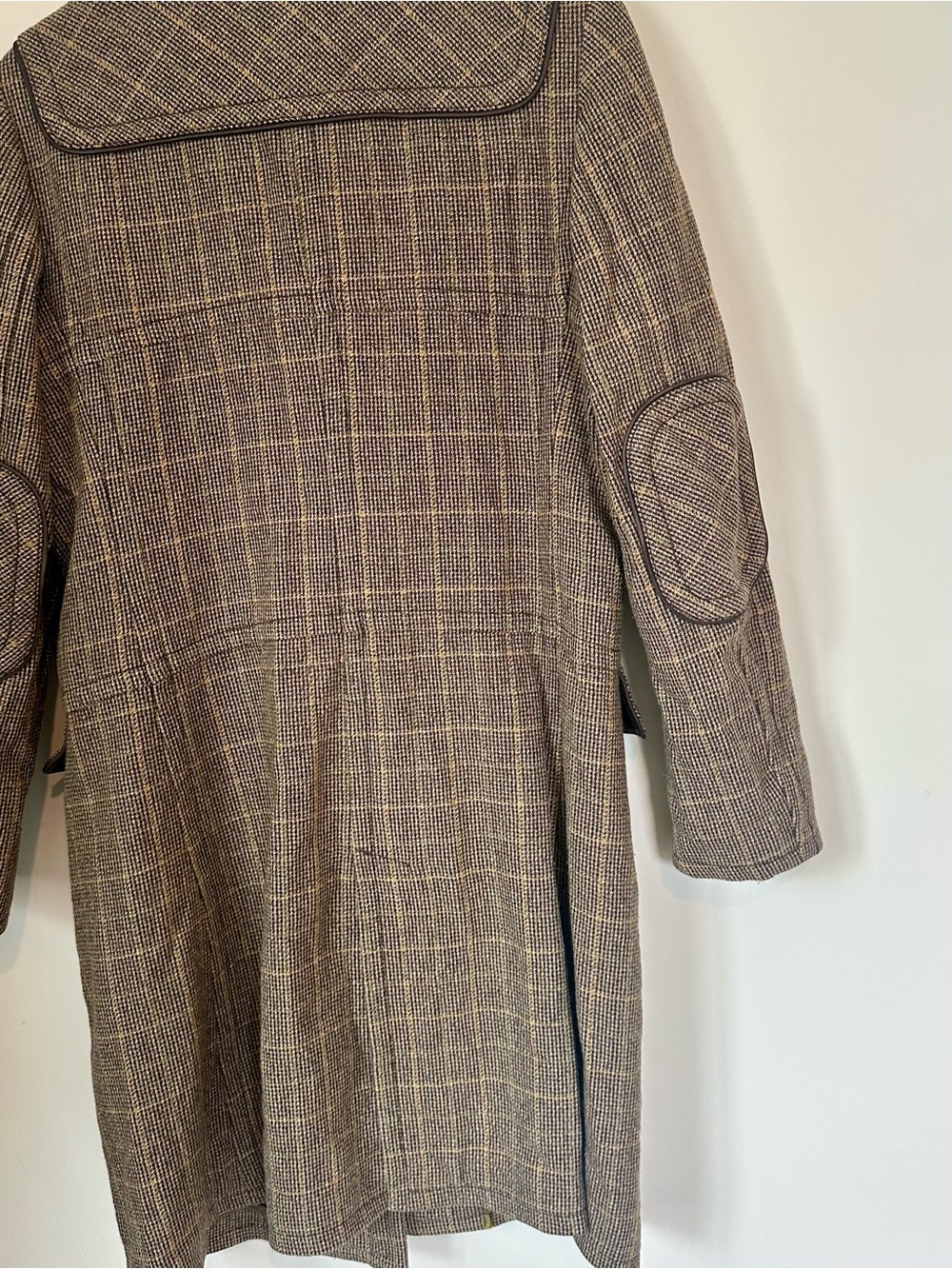 Faconnable Brown Plaid Wool Toggle Pea Coat - Size: Small - Picture 7 of 8